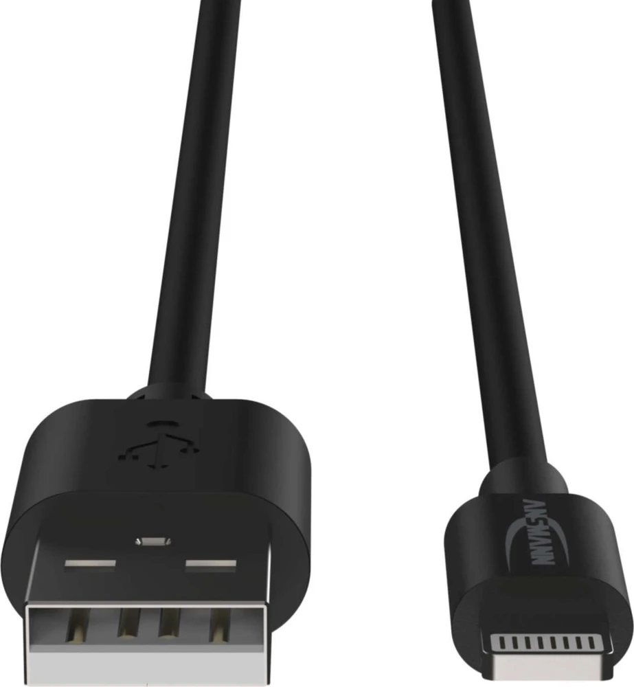 Kabelis USB Ansmann USB-A - Lightning 1 m Juodas (1700-0131)