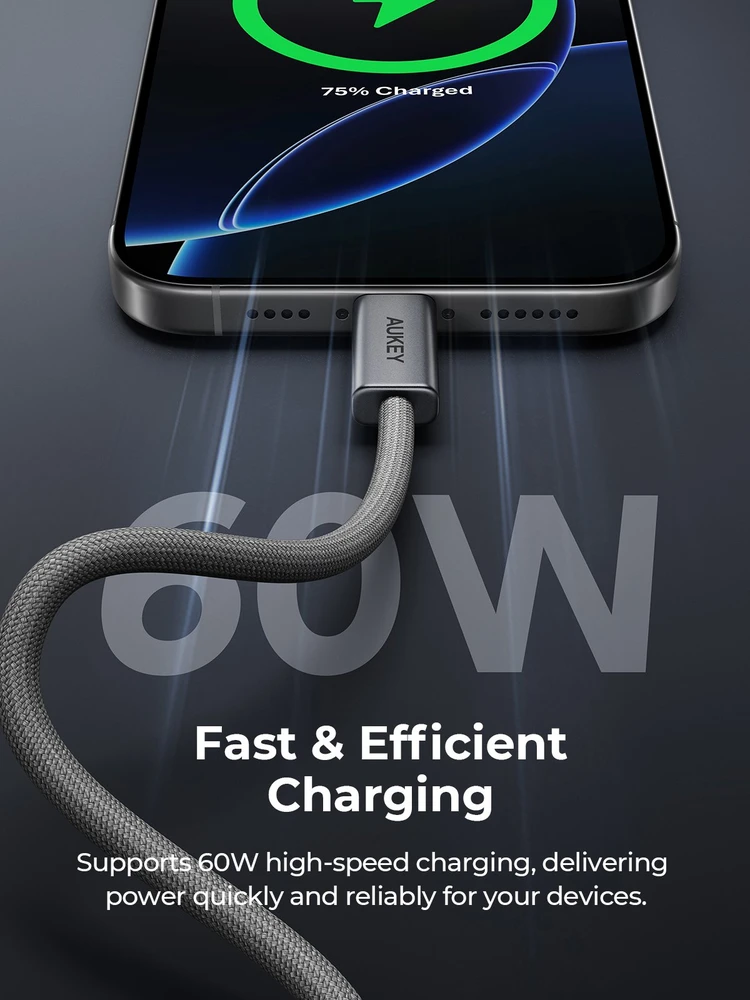 Nezatříděno USB kabelis Aukey USB-C - USB-C 1,8 m pilkas (Aukey)