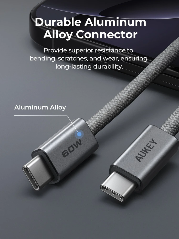 Nezatříděno USB kabelis Aukey USB-C - USB-C 1,8 m pilkas (Aukey)
