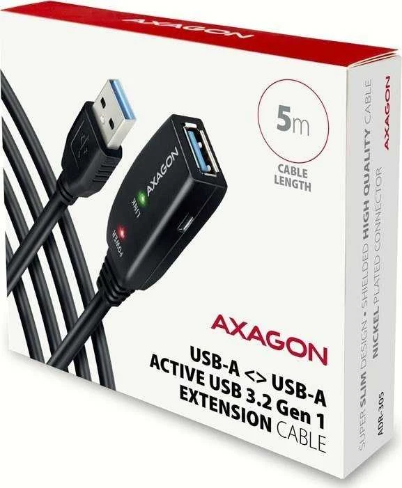 Axagon Active prailginimo USB 3.2 Gen 1 A-M > A-F laidas, 5 m ilgio. Maitinimo variantas.