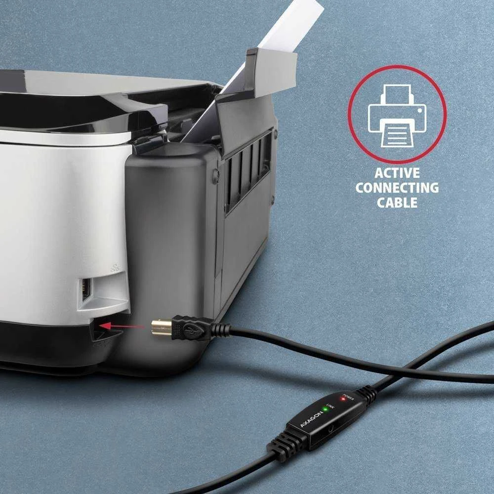 Axagon Active jungtis USB 2.0 A-M > B-M laidas, 20 m ilgio. Maitinimo variantas.