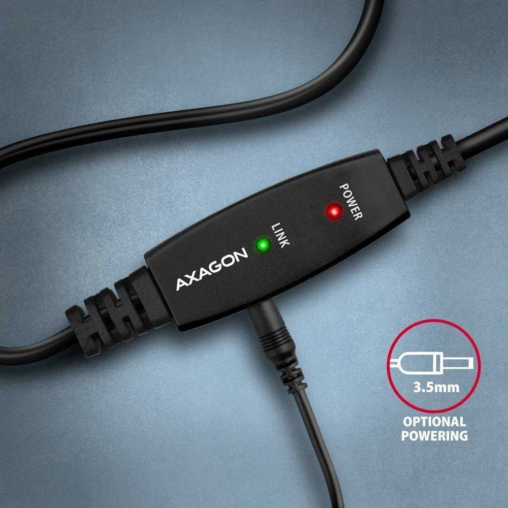 Axagon Active jungtis USB 2.0 A-M > B-M laidas, 20 m ilgio. Maitinimo variantas.