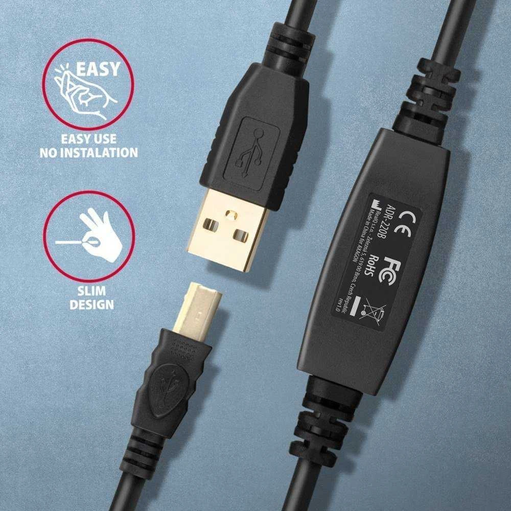 Axagon Active jungtis USB 2.0 A-M > B-M laidas, 20 m ilgio. Maitinimo variantas.
