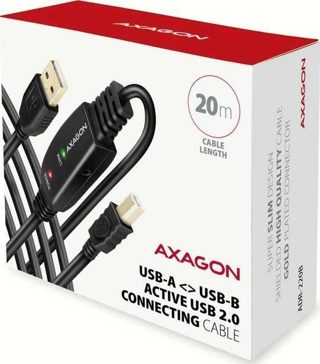 Axagon Active jungtis USB 2.0 A-M > B-M laidas, 20 m ilgio. Maitinimo variantas.