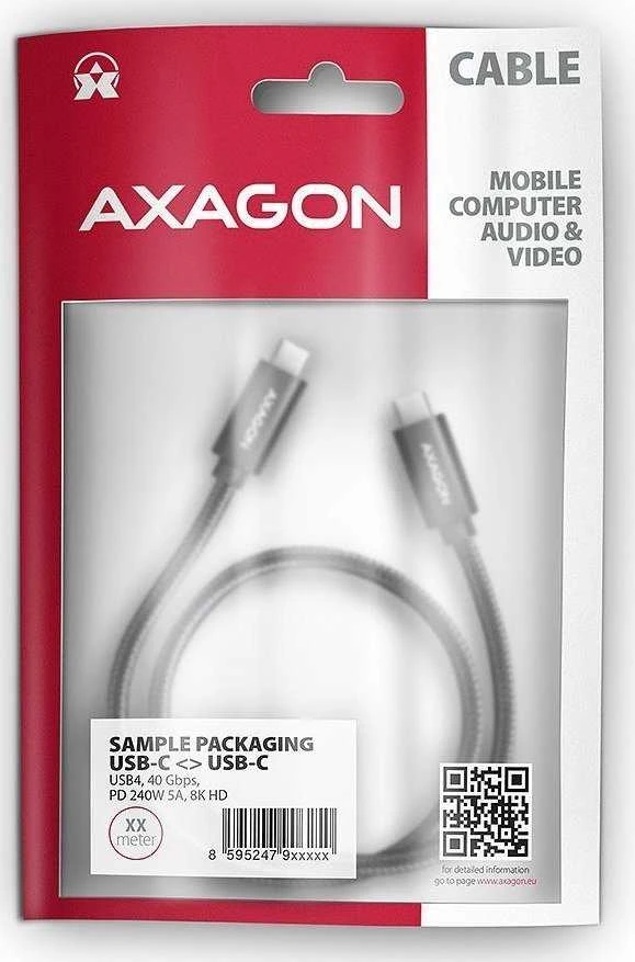 AXAGON | Duomenų ir įkrovimo USB4 Gen 3x2 laidas, 1 m | BUCM3-CM15AB | USB C tipo - USB C tipo