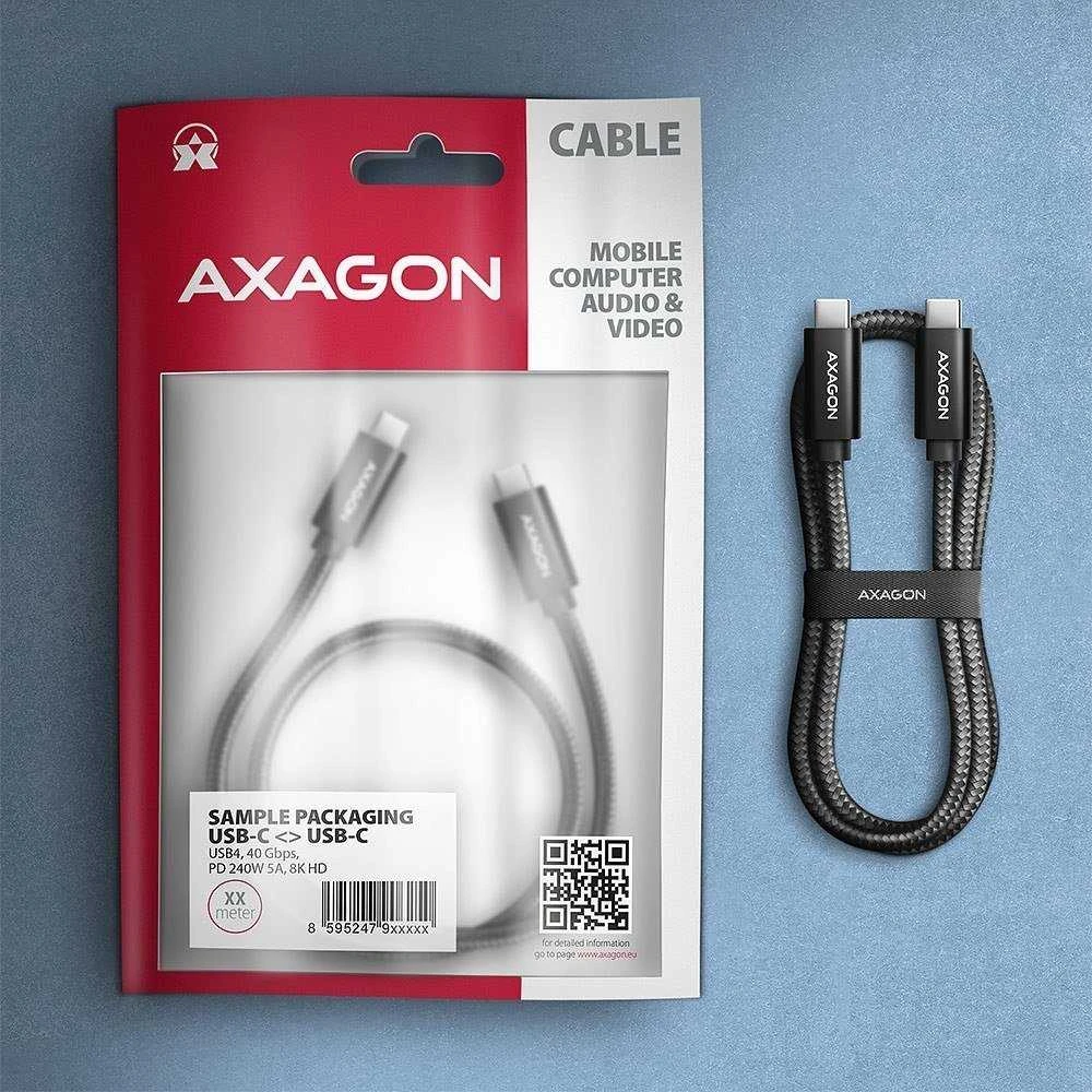 AXAGON | Duomenų ir įkrovimo USB4 Gen 3x2 laidas, 1 m | BUCM3-CM15AB | USB C tipo - USB C tipo