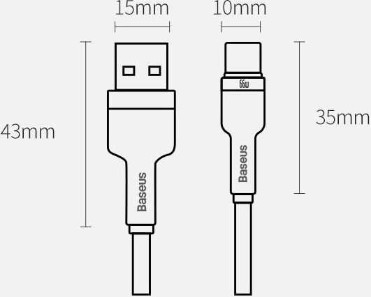 Baseus Cafule USB - USB-C laidas 66W 0.25m - Juodas