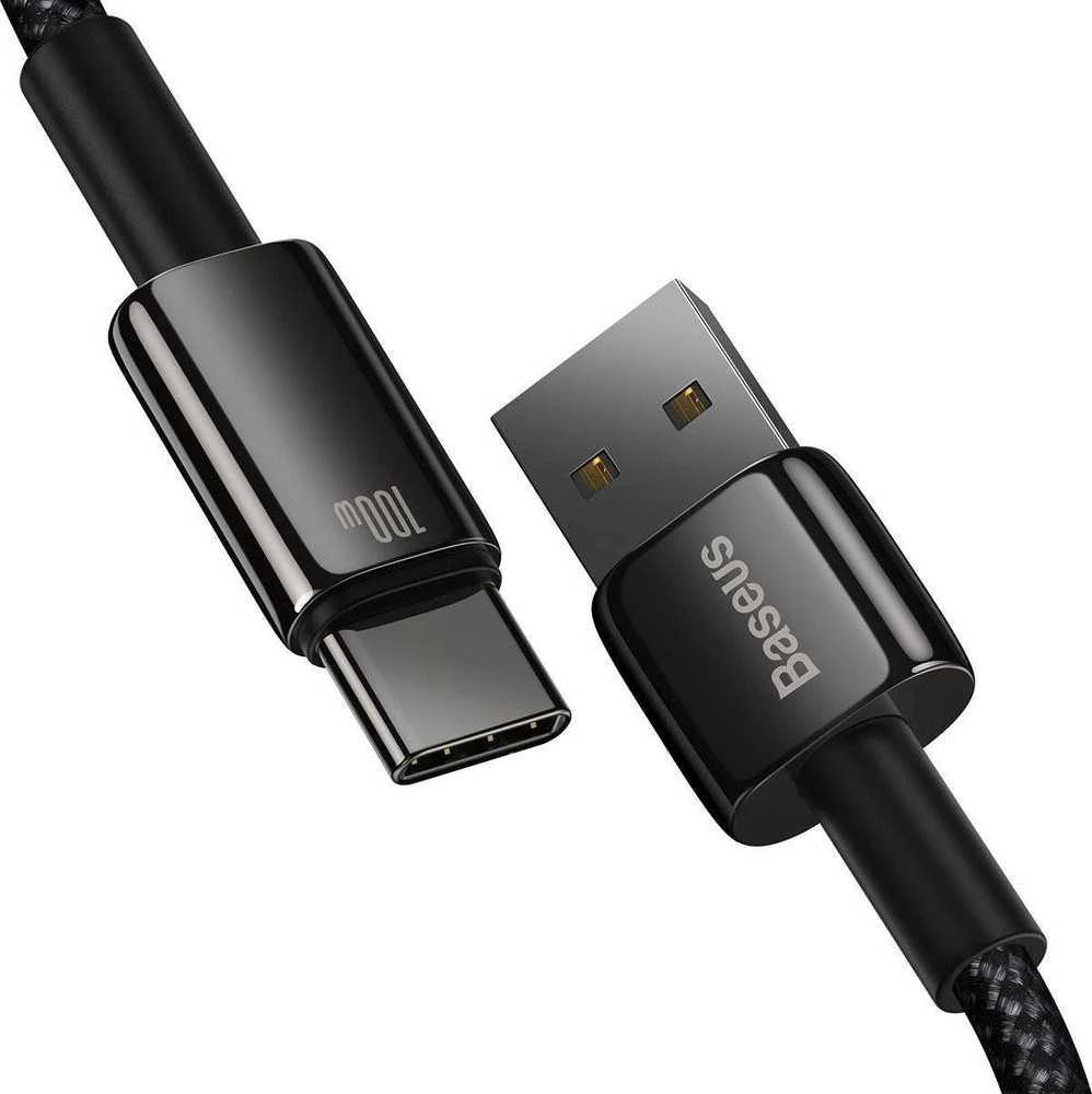 Baseus volframo auksinis kabelis USB prie USB-C, 100 W, 1 m (juodas)