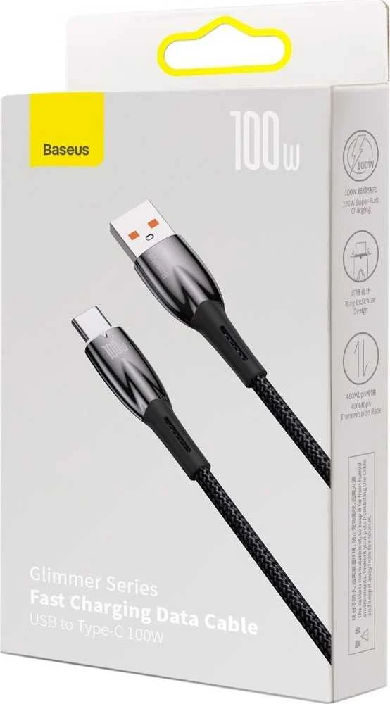 USB laidas, skirtas USB-C Baseus Glimmer serijai, 100 W, 1 m (juodas)