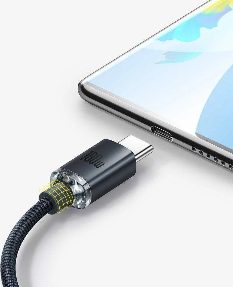 Baseus Crystal USB - USB-C laidas 100W 1.2m - Juodas