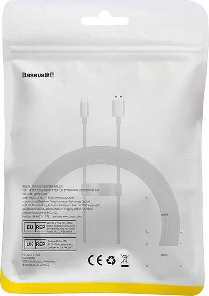 USB laidas per USB-C Baseus Superior 100W 2m (juodas)