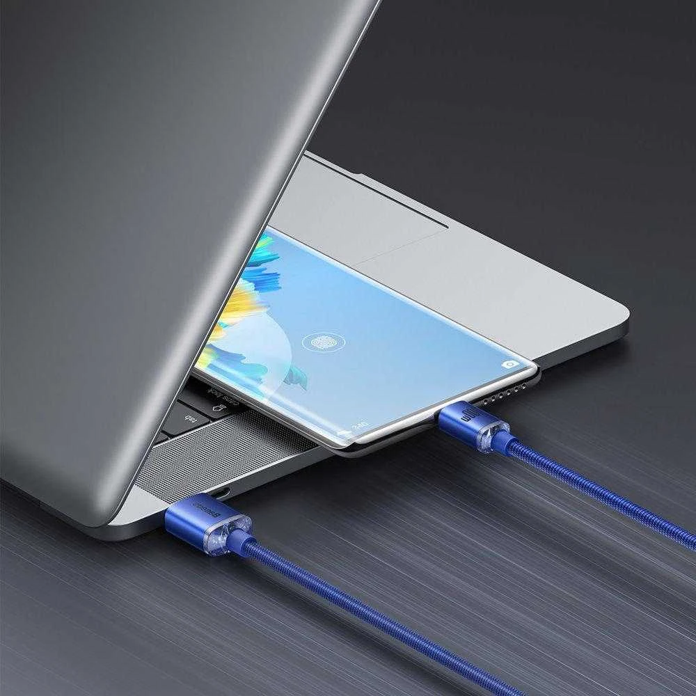 Baseus Crystal Shine kabelis USB - USB-C 100W 2m mėlynas
