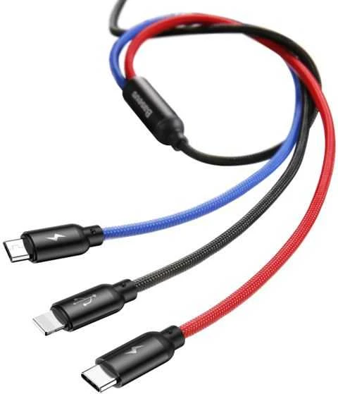 Kabelis Baseus USB2.0 A kištukas ir 3 kištukai (USB C, micro USB, lightning)