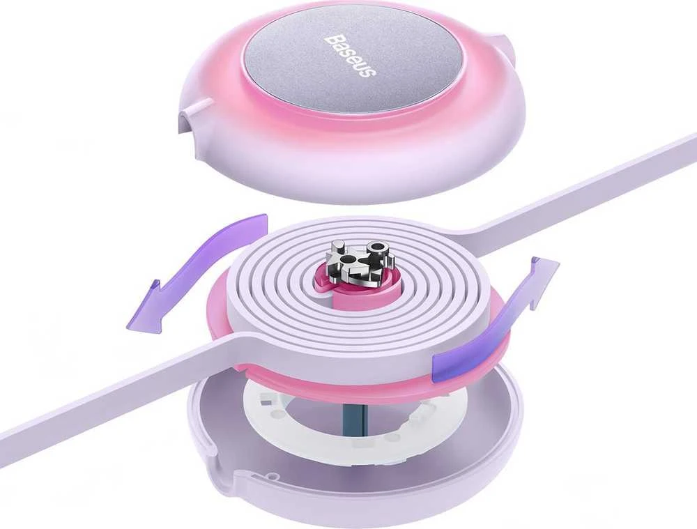 Baseus Bright Mirror 2 3-in-1 USB kabelis skirtas micro USB - USB-C - Lightning 3.5A 1.1m – Violetinė