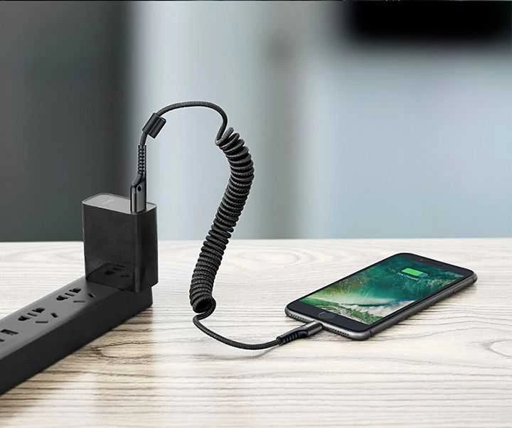 Kabelis Baseus spiralinis USB2.0 A kištukas - IP žaibo kištukas 1 m. su nailoniniu šarvu Fish ey