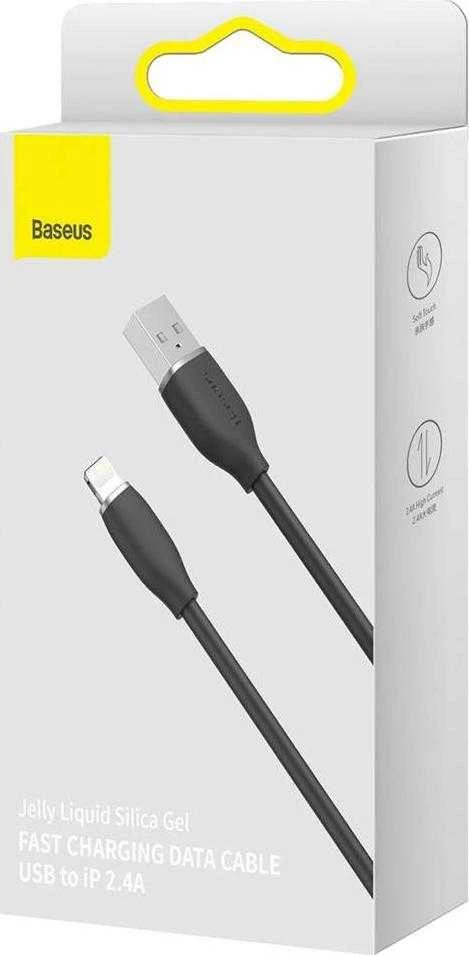 Baseus Jelly kabelis USB į Lightning, 2,4A, 1,2m juodos spalvos