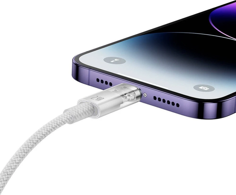 Greito įkrovimo kabelis Baseus USB-A su Lightning Explorer Series 2m, 2.4A (baltas)