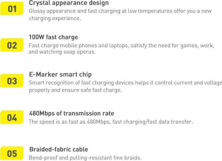 Baseus Crystal Shine kabelis USB-C - USB-C 100W 1.2m mėlynas