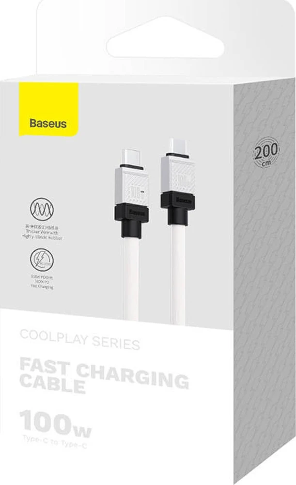 USB-C laidas su USB-C Baseus CoolPlay 100W 2m (baltas)