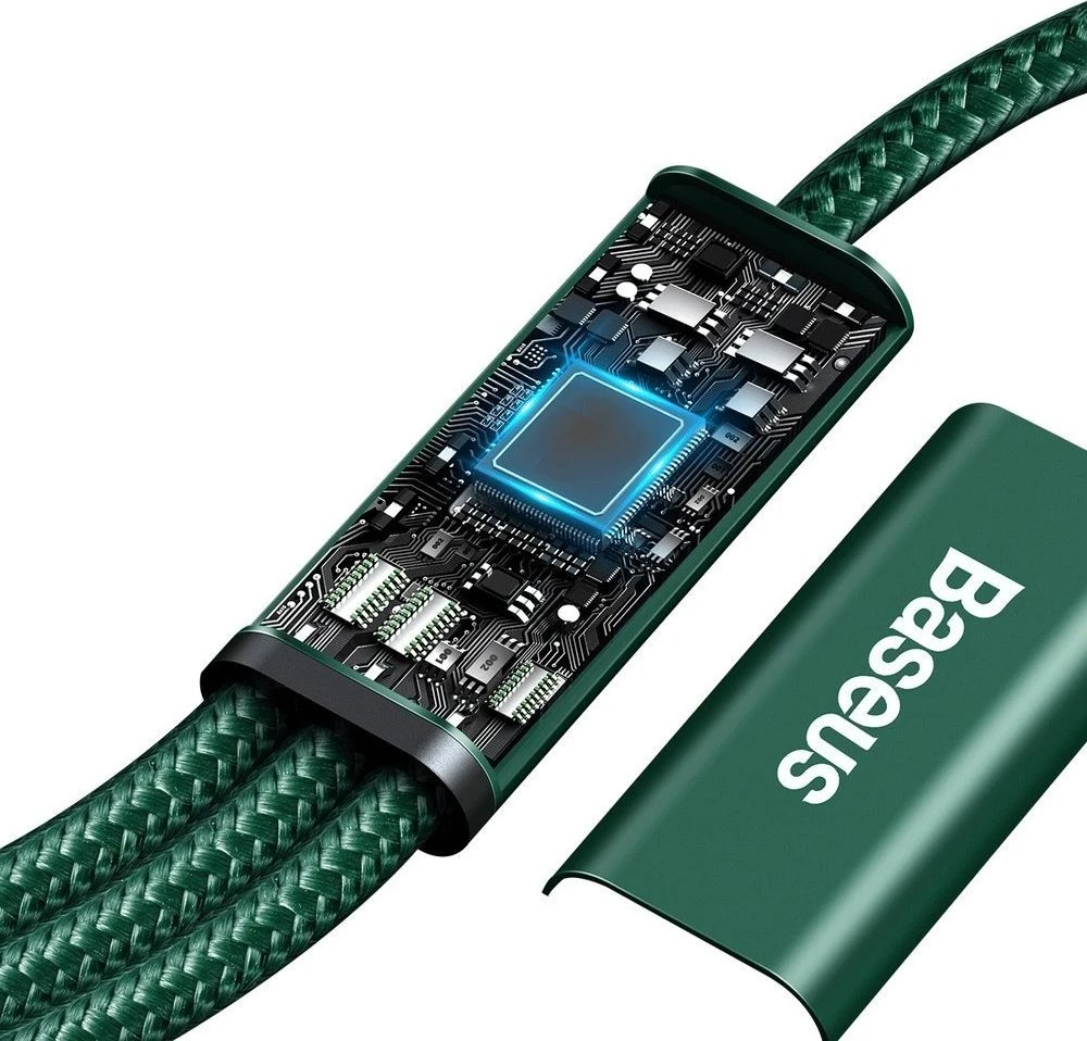 Baseus Rapid serijos Micro USB + Lightning + USB-C kabelis skirtas M+L+T 20W 1.5m – Žalias