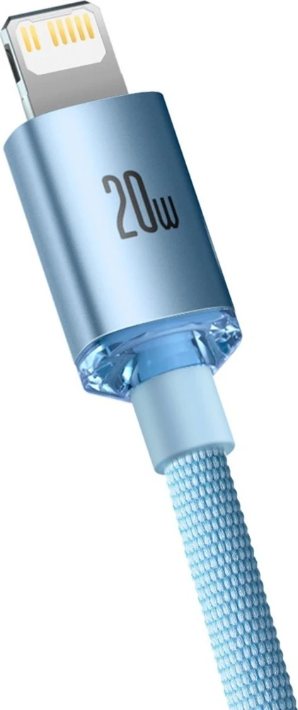 Kabelis USB-C do iP Baseus Crystal Shine, 20 W, 1.2 m (mėlyna)