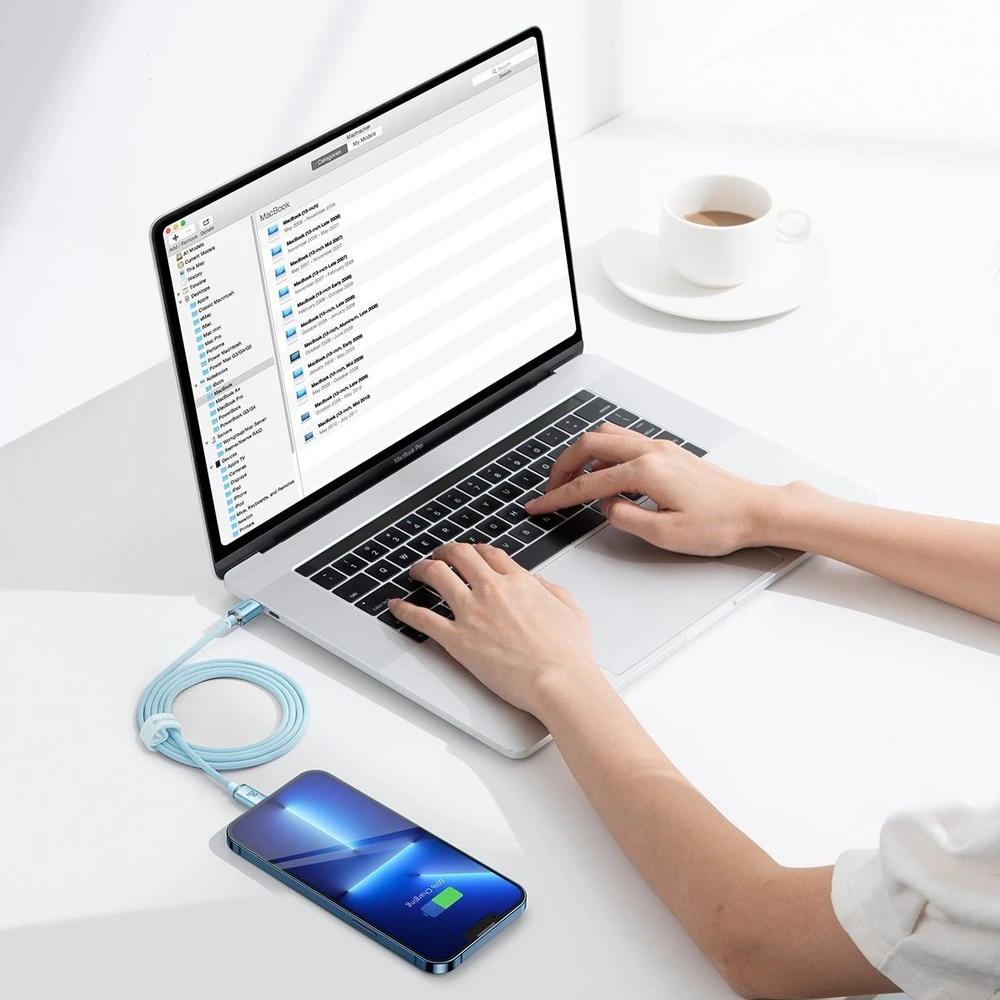 Kabelis USB-C do iP Baseus Crystal Shine, 20 W, 1.2 m (mėlyna)