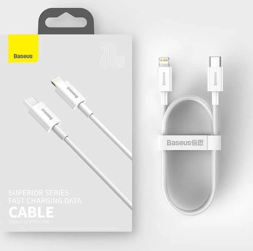 Baseus Superior serijos USB-C - Lightning kabelis 20W PD 2m - Juodas