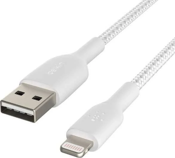 USB kabelis Belkin Boost Charge Braided USB-A to Lightning 1.0m baltas