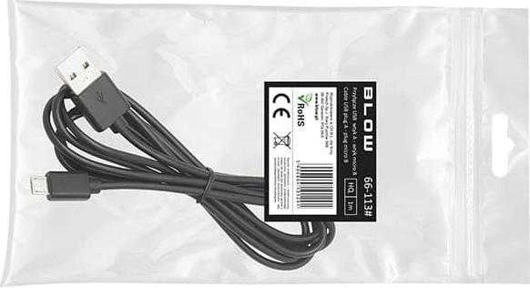Blow USB A - micro B jungtis 0.85 m juodas HQ pakabukas