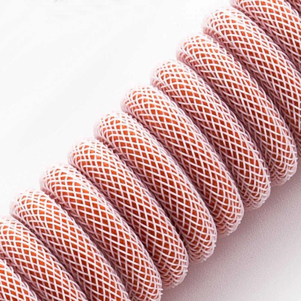 Klaviatūra CableMod PRO Coiled Cable susuktas klaviatūros laidas USB-C į USB Type A, Orangesicle – 150cm