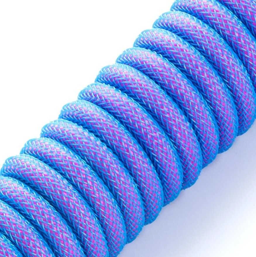 Klaviatūra CableMod PRO Coiled Cable susuktas klaviatūros laidas USB-C į USB Type A, Galaxy Mėlyna – 150cm