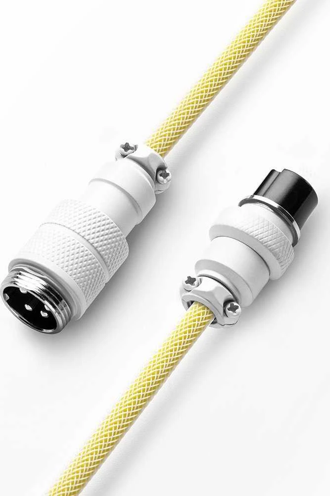 Klaviatūra CableMod PRO Coiled Cable susuktas klaviatūros laidas USB-C į USB Type A, Lemon Ice – 150cm