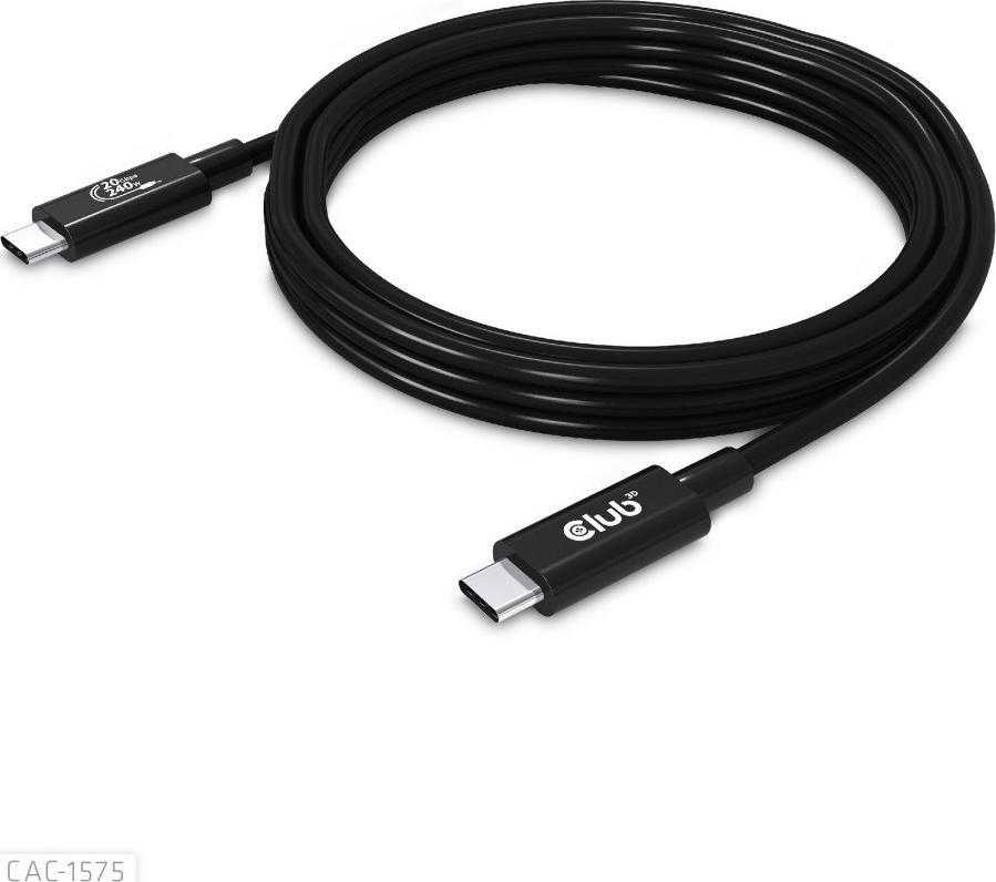 USB kabelis Club 3D USB-C - USB-C 2 m Juodas (CAC- 1575)