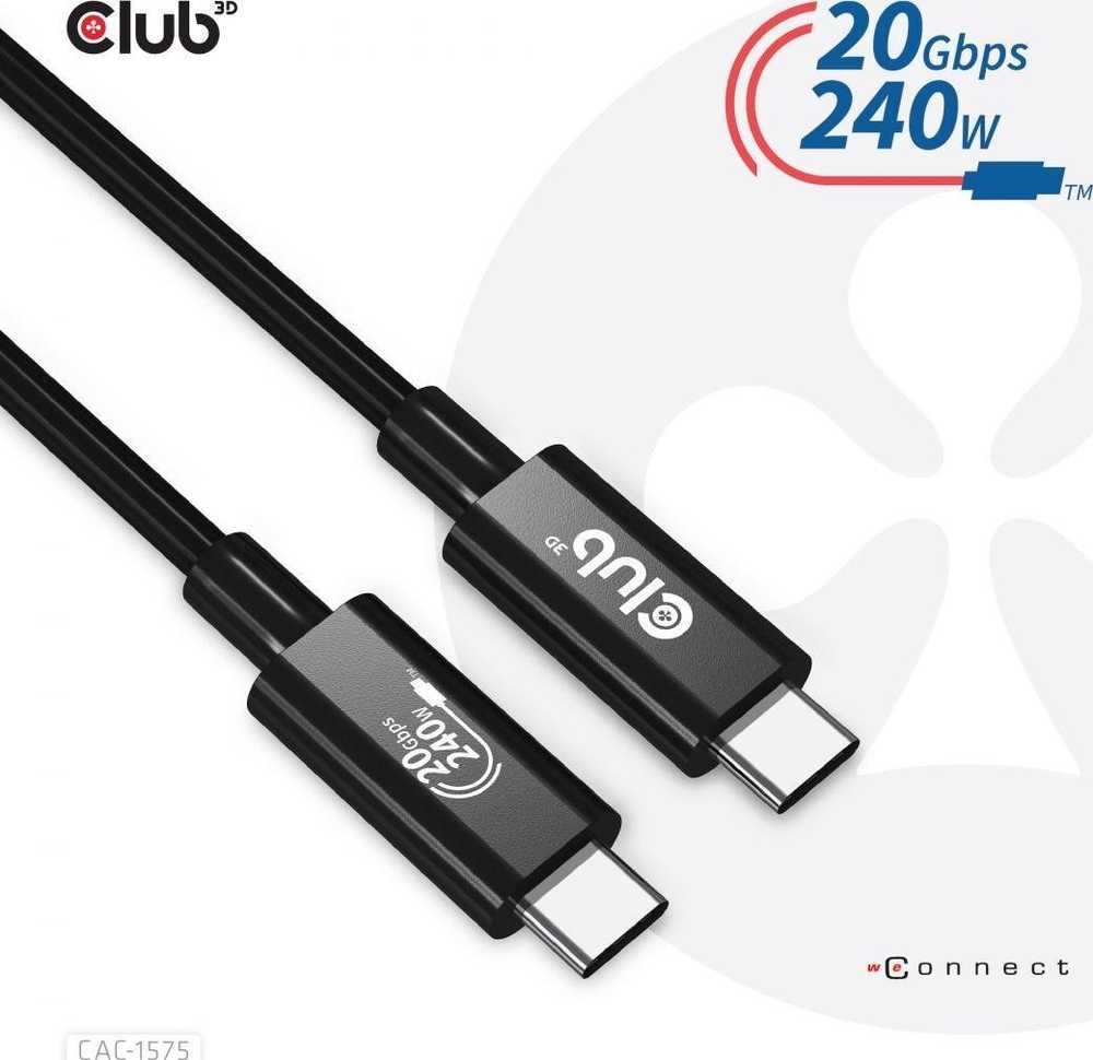 USB kabelis Club 3D USB-C - USB-C 2 m Juodas (CAC- 1575)