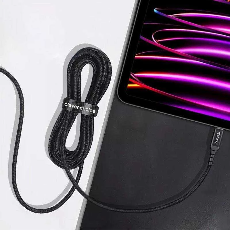 „Crong Armor Link“ – USB-C į USB-C 100 W 5 A pintas kabelis, maitinimo tiekimas, greitas įkrovimas, 120 cm juodos spalvos