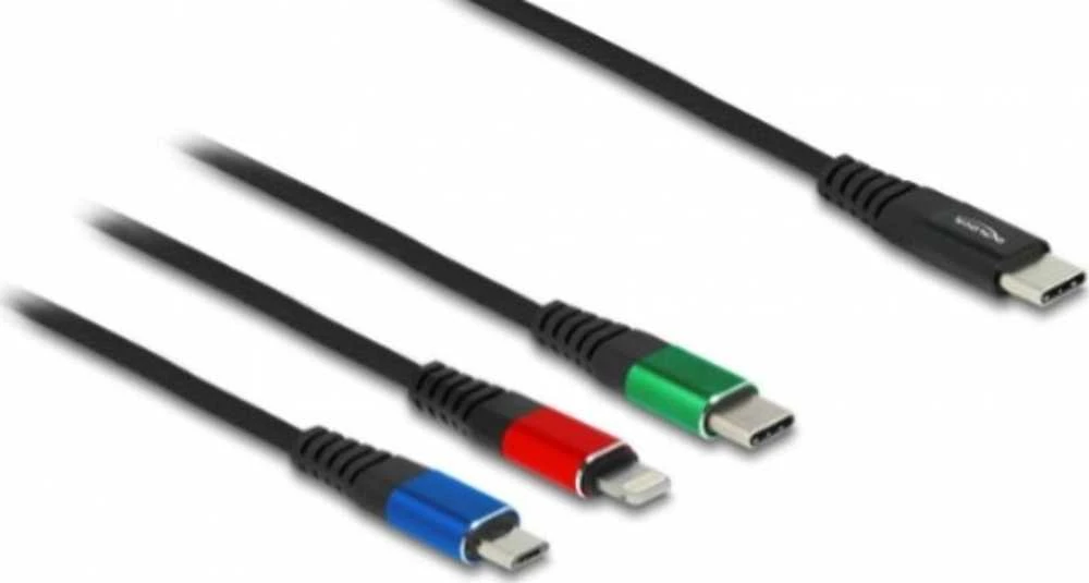 Delock USB Ladekabel 3 viename USB Type-C zu Lightning / Micro USB / USB Type-C