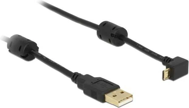 Delock Atrakinimo kabelis USB-A kištukas > USB mikro-B kištukas, pasuktas 90° aukštyn / žemyn