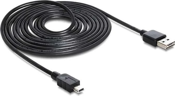 Kabelis USB Delock USB-A - miniUSB 5 m Juodas (83365)