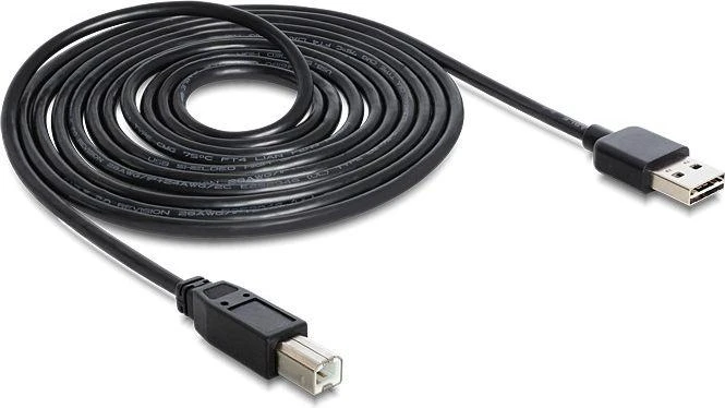 DeLOCK 83360 kabelis EASY USB A į USB B USB 2.0 tipo A kištukas į USB 2.0 tipo B kištukas 3 m juodas