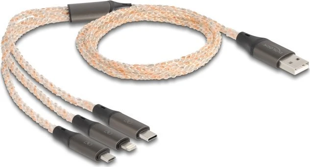Delock USB RGB Ladekabel 3 in 1 Typ-A zu Lightning™ / Micro USB / USB Type-C™ 1,20 m