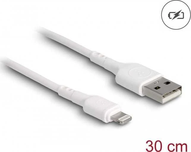 Kabelis USB Delock USB-A - Lightning 0,3 m Baltas (87866)