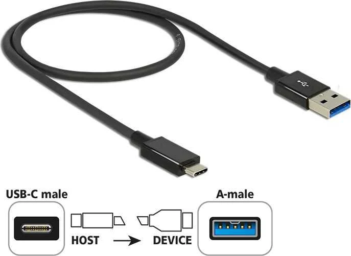 Delock Kabelis USB Digitus USB-A - USB-C 1 m Juodas (83983)