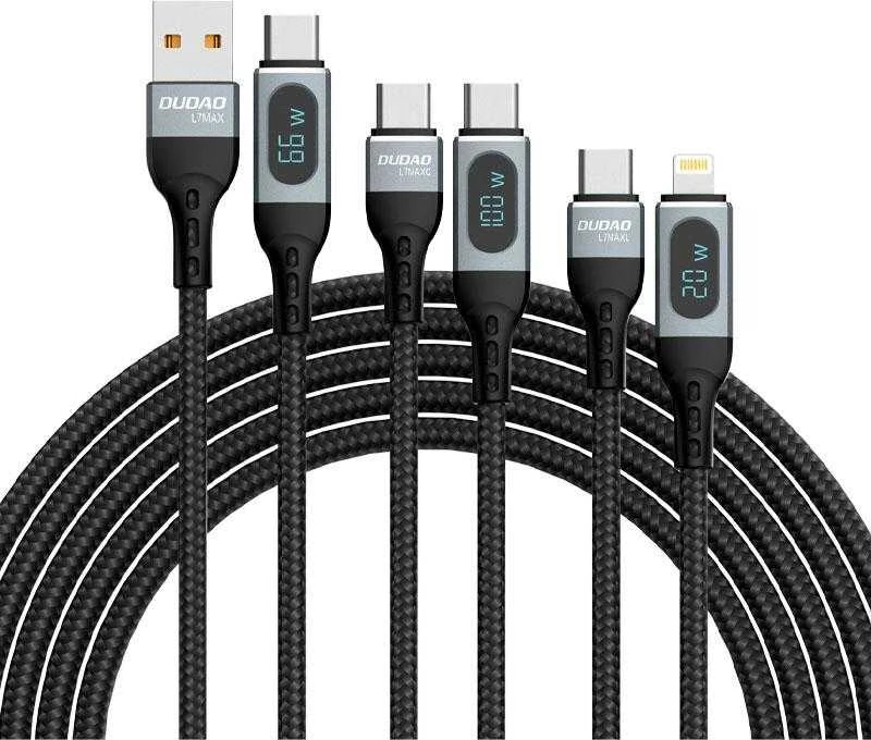 Dudao USB Type C – Lightning kabelis fast charging PD 20W 1m juodos spalvos (L7MaxL)