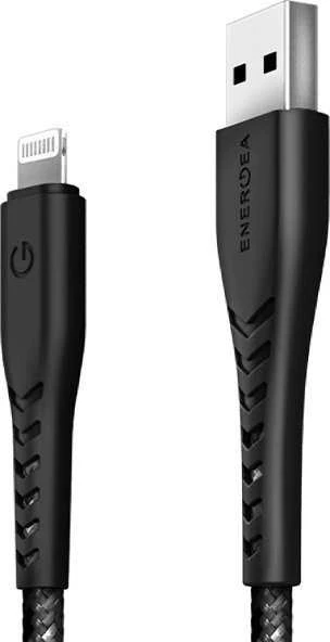 ENERGEA Nyloflex USB – Lightning Kabelis Charge and Sync C89 MFI 1.5m juodos spalvos