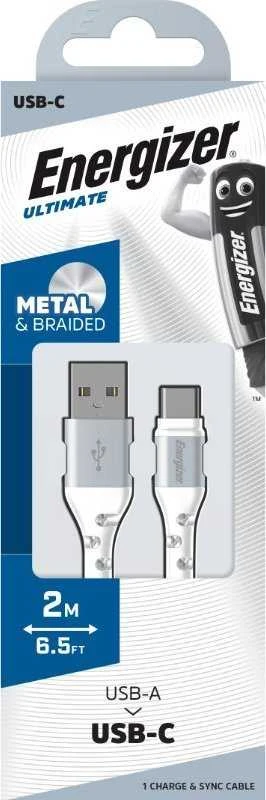 „Energizer Ultimate“ – USB-A į USB-C jungiamasis kabelis, 2 m, Baltas