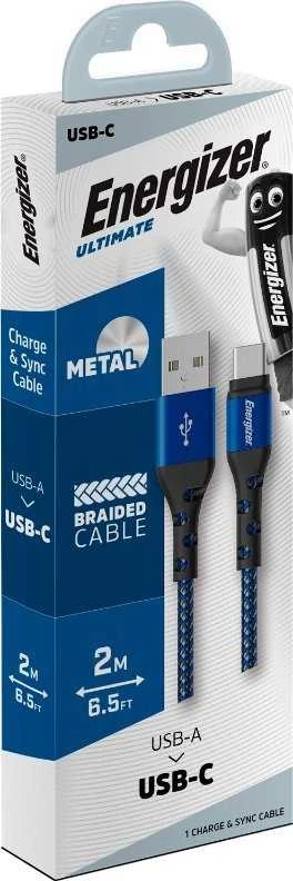 „Energizer Ultimate“ – USB-A į USB-C jungiamasis laidas, 2 m, Mėlyna