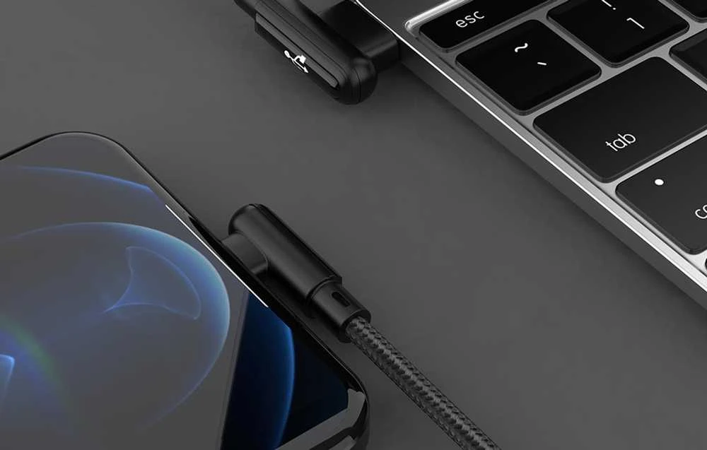 Foneng X70 kampinis USB į mikro USB laidas, 3A, 1m (juodas)