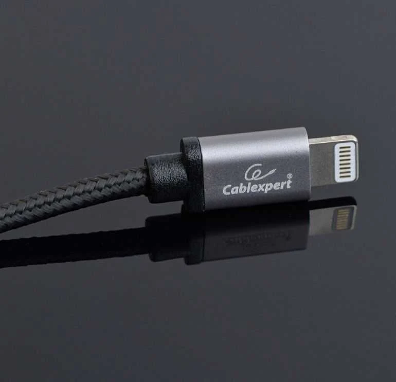 GEMBIRD CCB-mUSB2B-AMLM-6 Gembird USB–8 kontaktų kabelis, medvilninis pintas, metalinės jungtys, 1,8 m, juodas