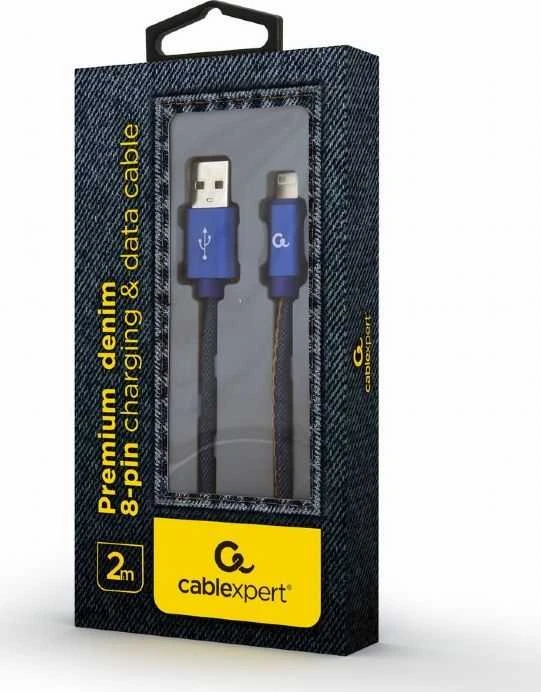 GEMBIRD CC-USB2J-AMLM-2M-BL Gembird Premium džinsai (džinsinis) 8 kontaktų laidas su metalinėmis jungtimis, 2m, mėlynas