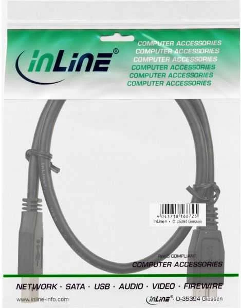 Kabelis USB InLine USB-A - micro-B 0.5 m Juodas (35405)